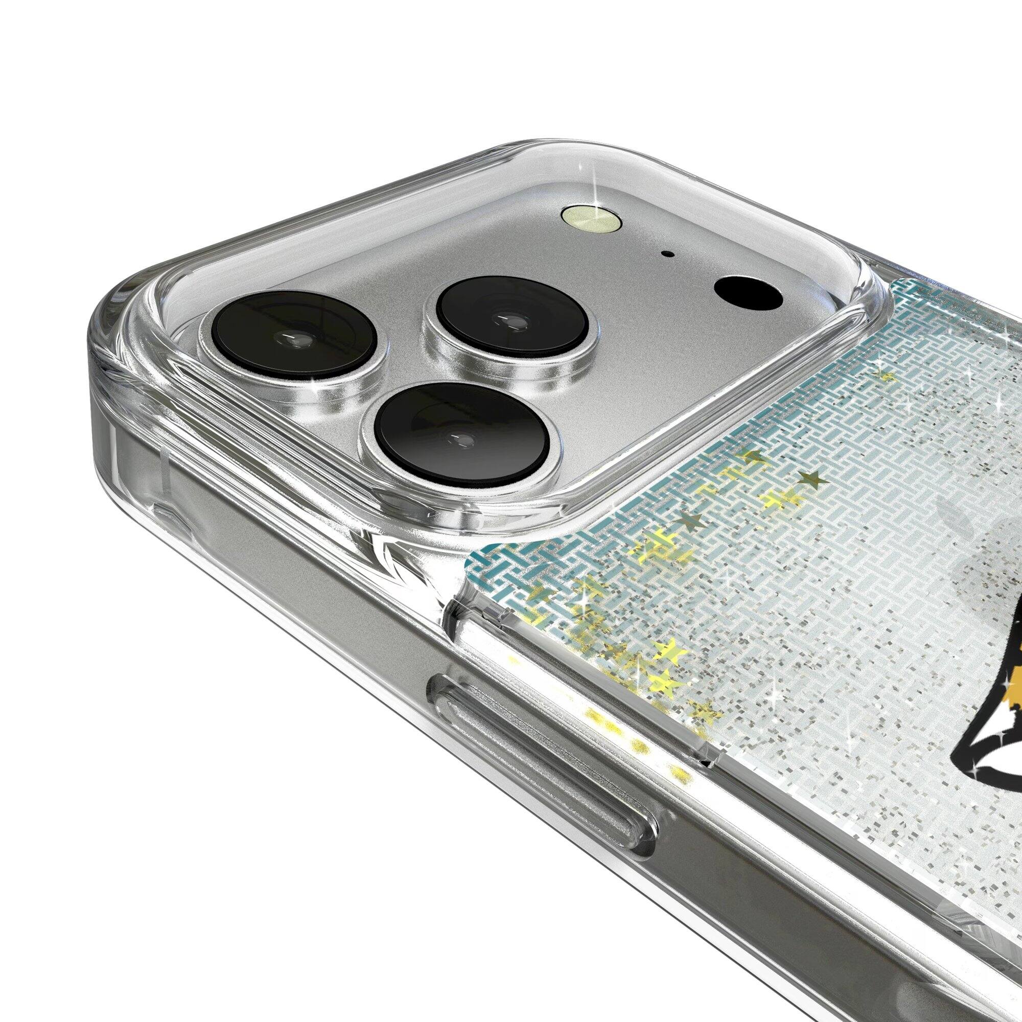 Alt View 2. Keyscaper - Linen Logo iPhone Glitter Case - 14 Pro - Multicolor.