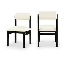 Meridian Furniture - Roundhill Vegan Leather Upholstered Dining Chair, Set of 2 - Cream