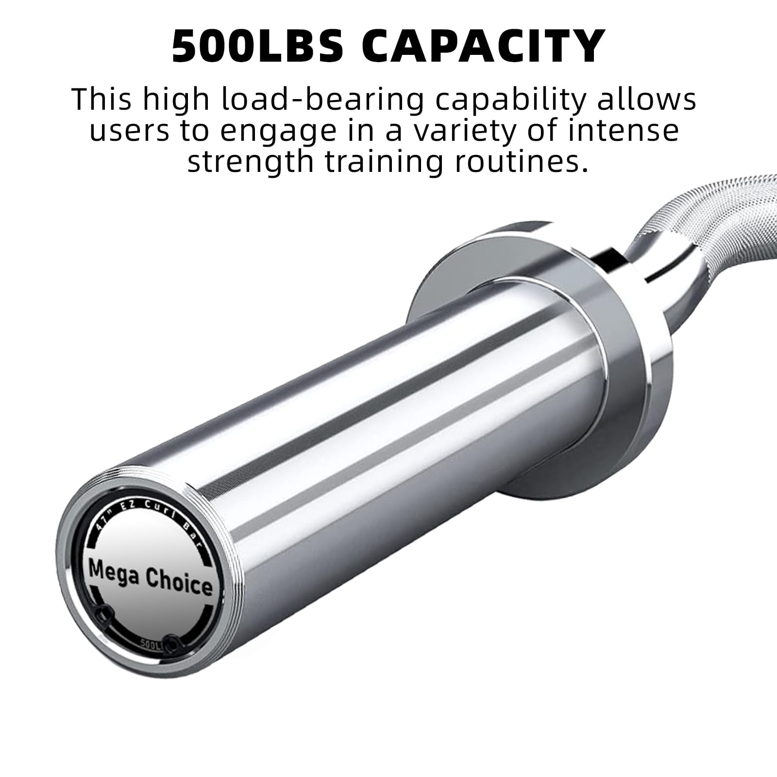 TROPOW - 47" Olympic EZ Curl Barbell Bar - 500-LBS Capacity Olympic Bar  - Silver