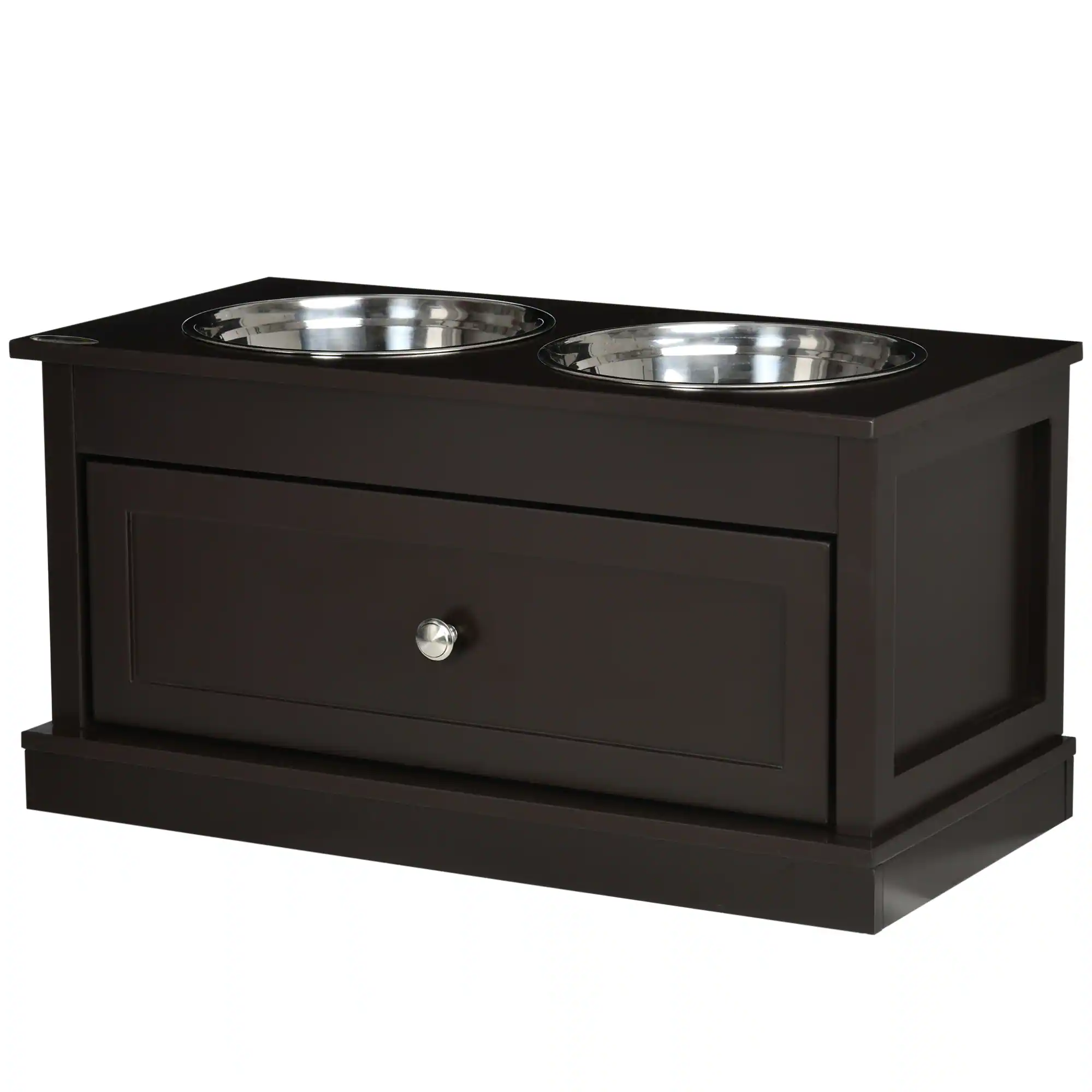 Pawhut - Elevated Dog Bowls with Storage Drawer Containing 11L Capacity - Coffee Brown