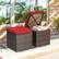 Alt View 4. Costway - 2PCS Patio Rattan Ottomans Seat Side Table Storage Box Footstool with Cushions - Red + Mix Brown.
