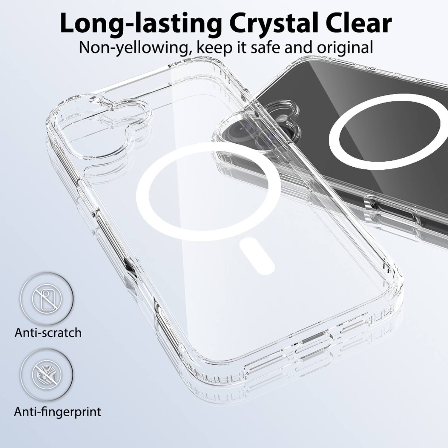 Long-lasting Crystal Clear  
Non-yellowing, keep it safe and original  

Anti-scratch  
Anti-fingerprint