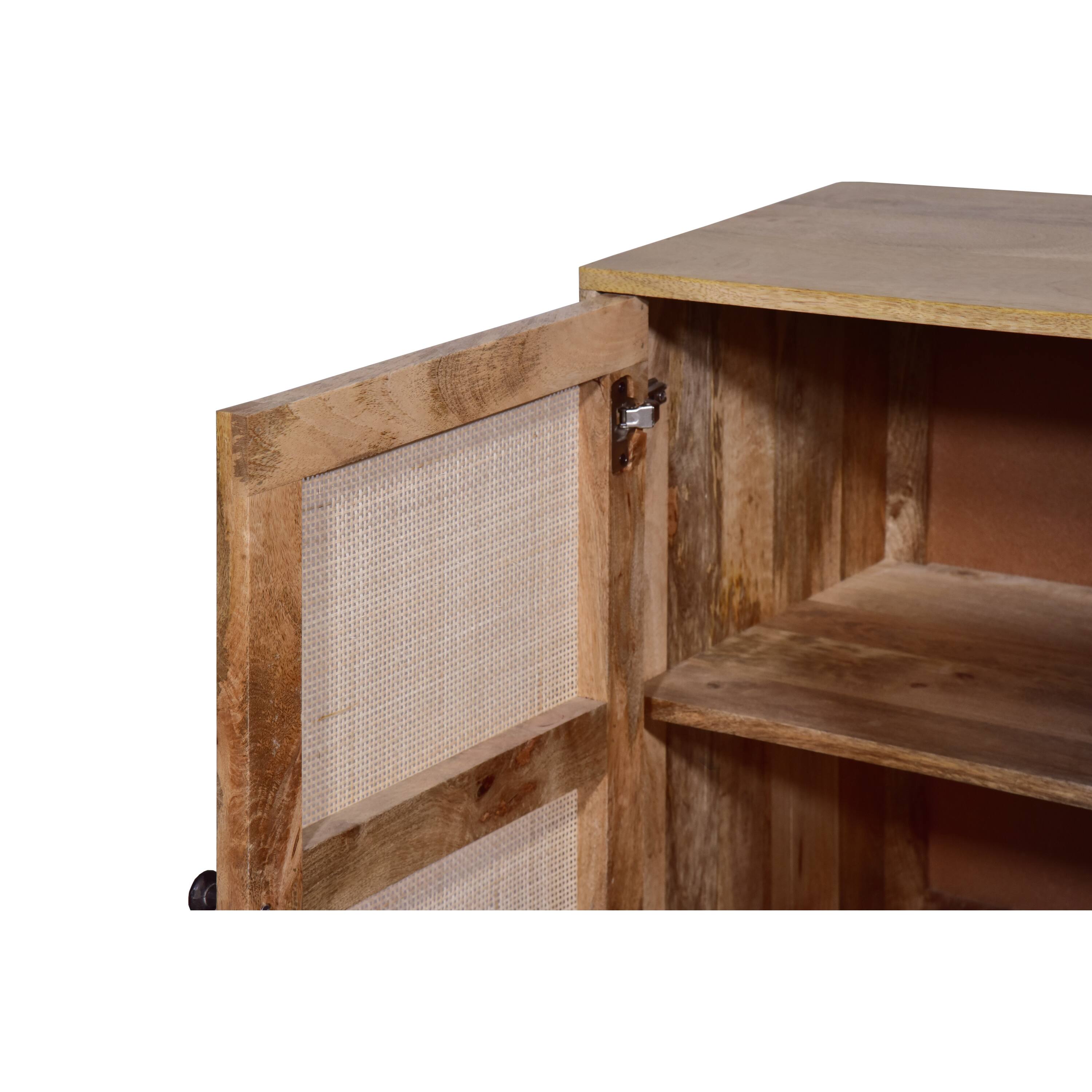 Alt View 4. Manhattan Lane - 35 Inch Handcrafted Accent Cabinet with 2 Mesh Rattan Doors - Brown, Black.