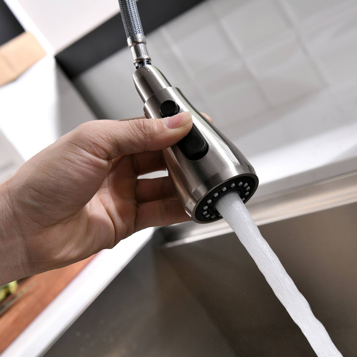 Alt View 2. Ropilly - Ropilly Touch Kitchen Faucet, Pull Out Single Handle Brass Kitchen Sink Faucet, Brushed Nickel - Brushed Nickel.