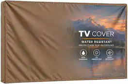 KHOMO GEAR - Outdoor TV Cover - Heavy Duty, Water Resistant Protector for Flat Screen TVs with Remote Pocket - Fits 55-58 Inch TV - Brown