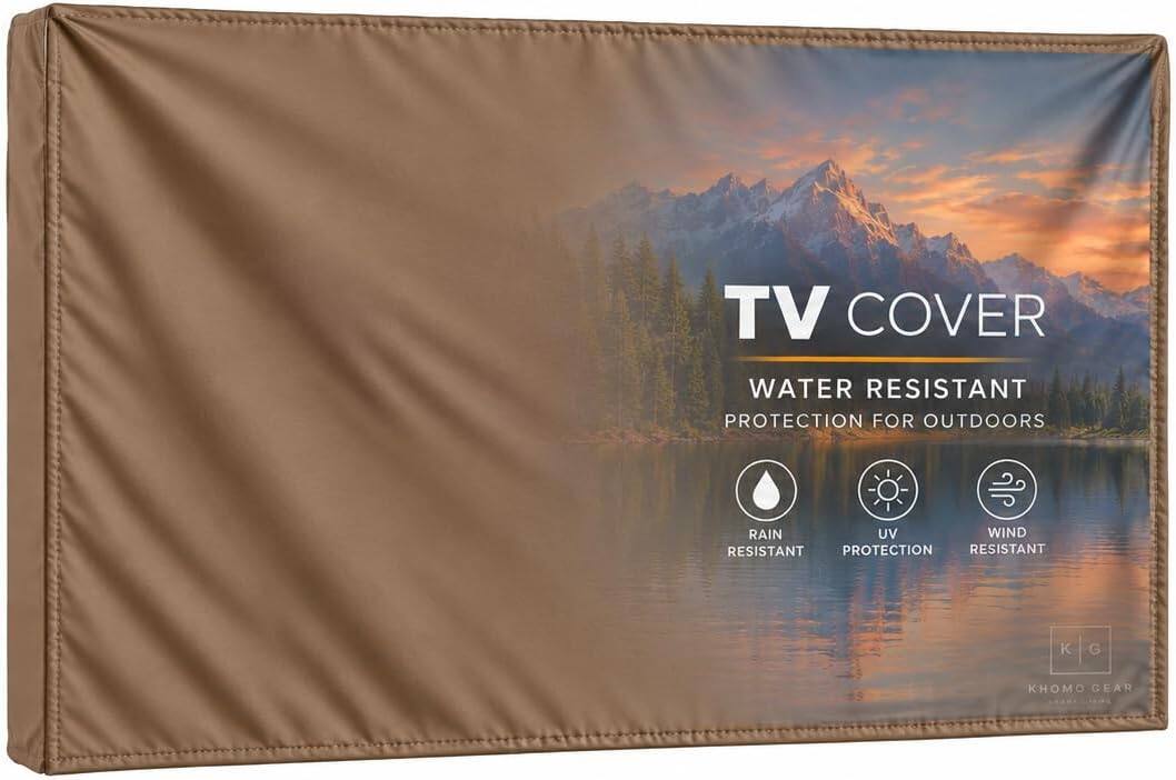 TV COVER  
WATER RESISTANT  
PROTECTION FOR OUTDOORS  

RAIN RESISTANT  
UV PROTECTION  
WIND RESISTANT  

K  
G  
KHOMO GEAR