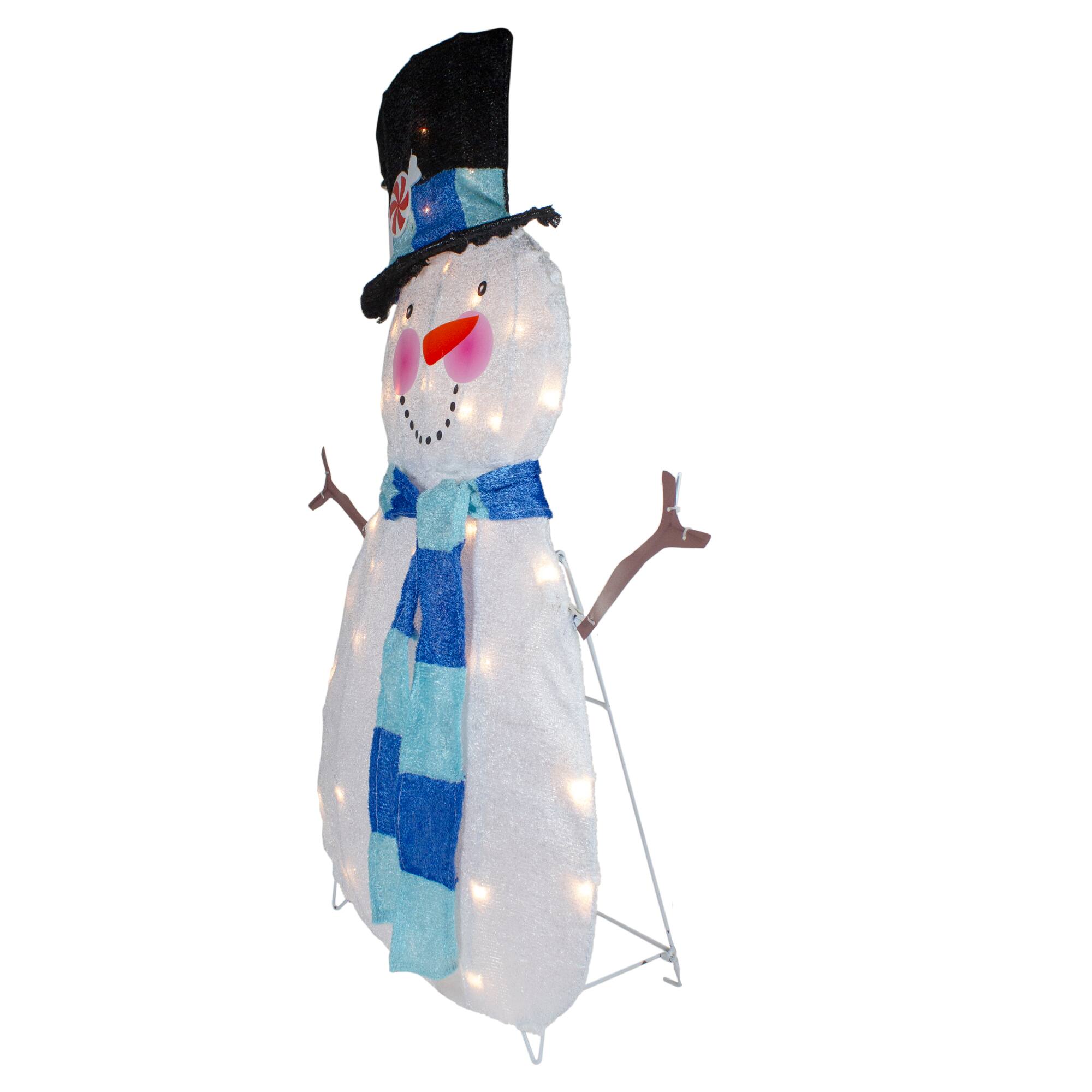 Alt View 4. Northlight - Lighted Chenille Snowman Outdoor Christmas Decoration - 32" - White Lights - White.