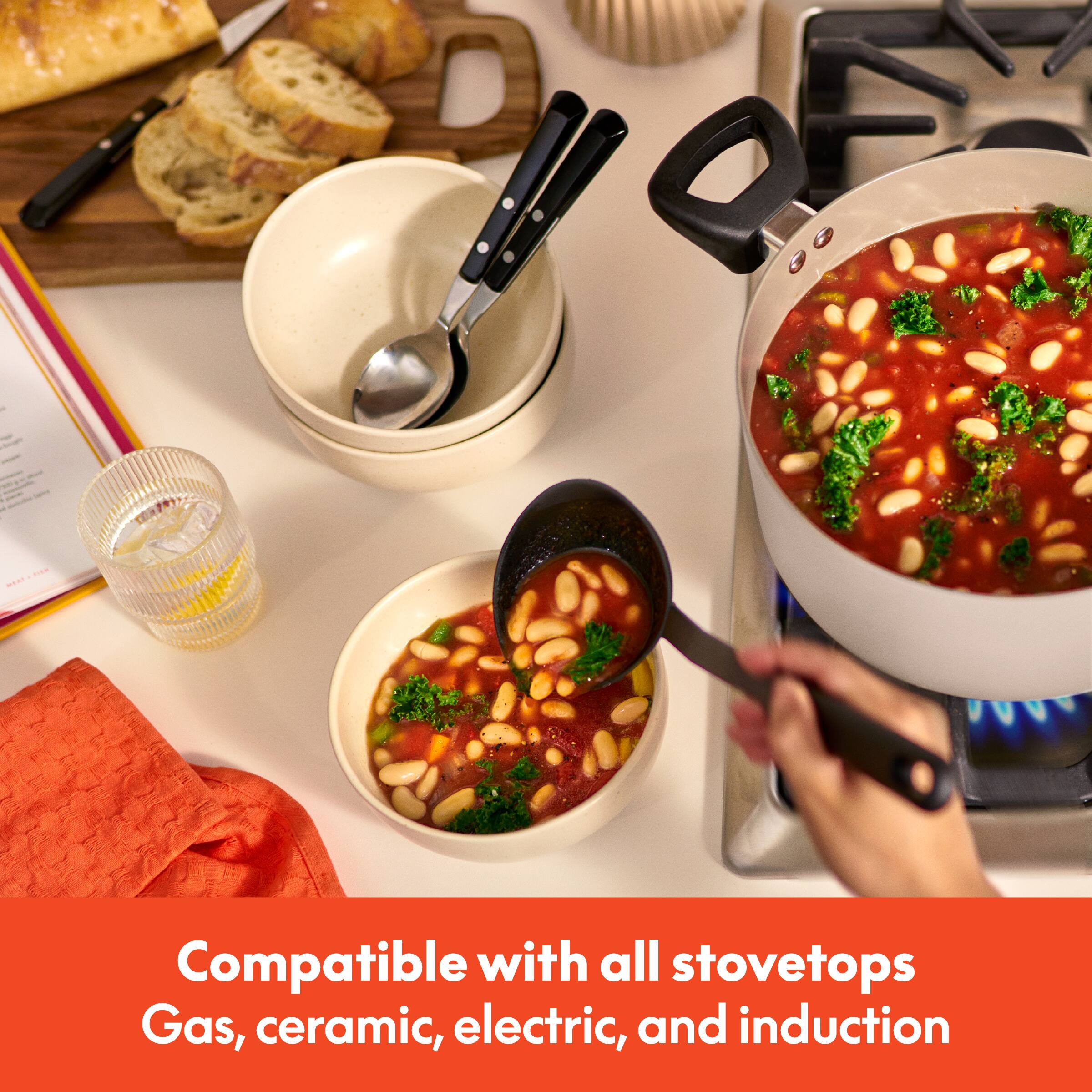 Compatible with all stovetops Gas, ceramic, electric, and induction