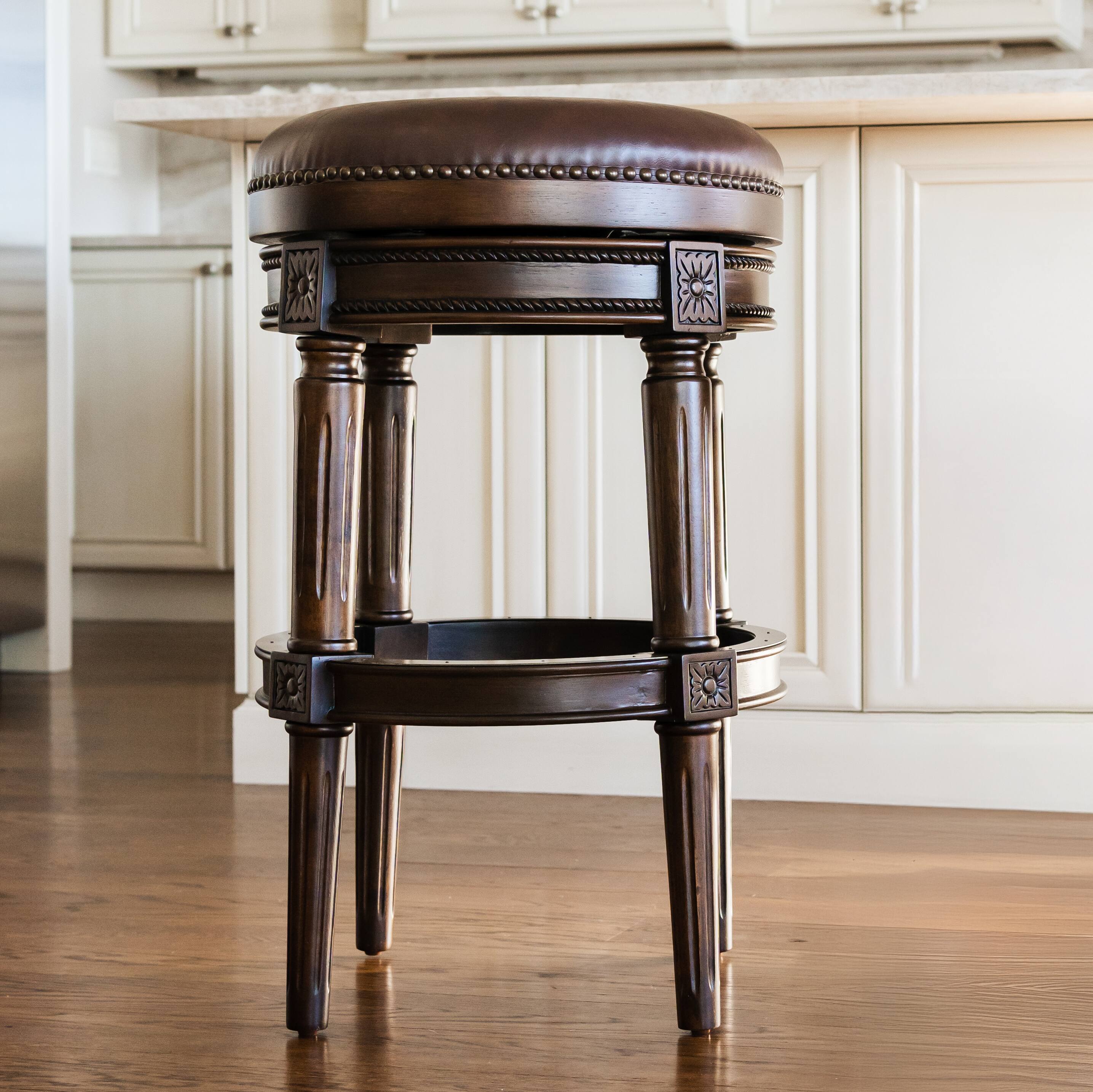 Angle. Maven Lane - 31" Pullman Backless Bar Stool In Dark Walnut Finish With  Vegan  Leather - Dark Walnut.