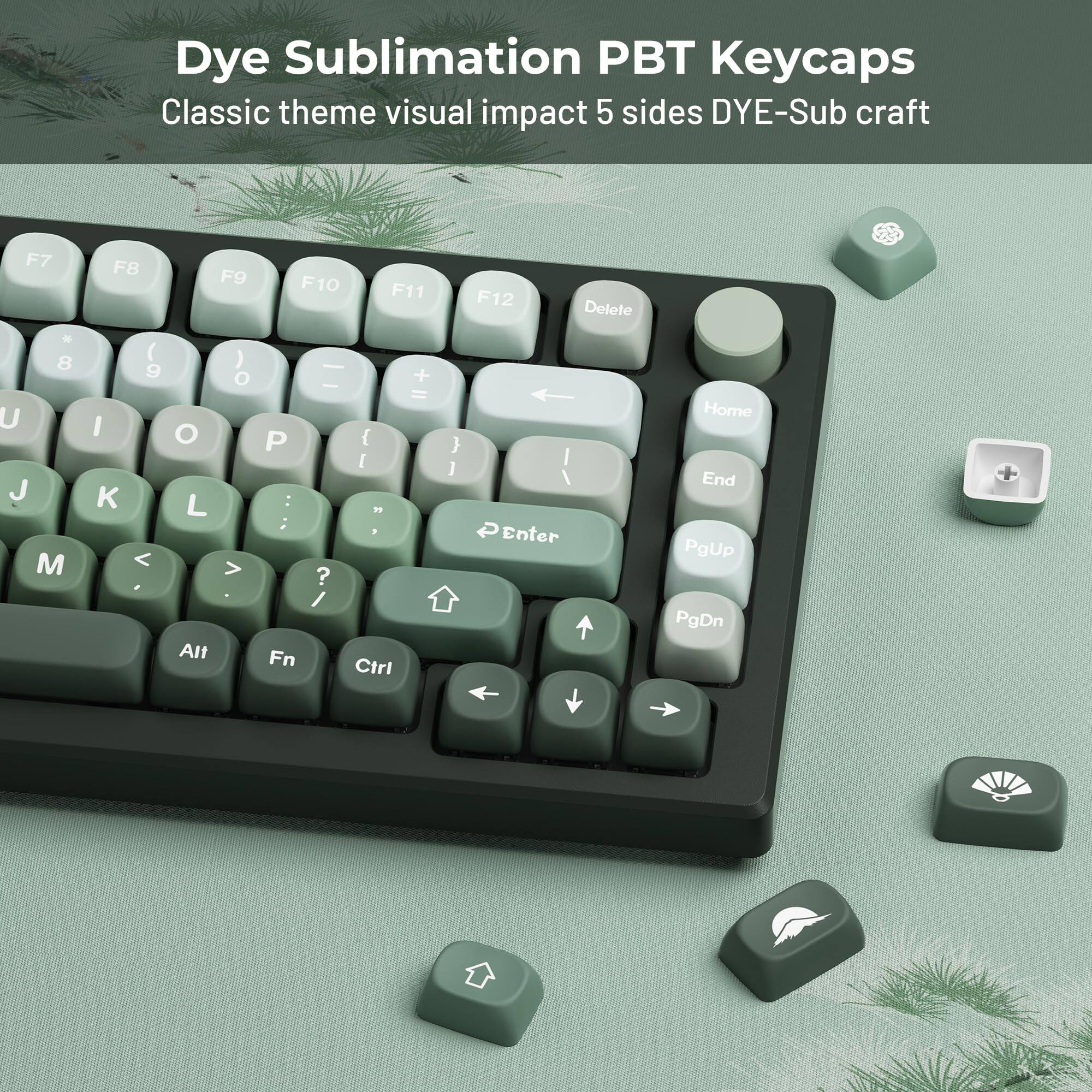 Dye Sublimation PBT Keycaps  
Classic theme visual impact 5 sides DYE-Sub craft  

F7 F8 F9 F10 F11 F12 Delete  
8 9 0 - + =  
U I O P [ ]  
J K L ; '  
M , . /  
Alt Fn Ctrl  
Enter Home End PgUp PgDn