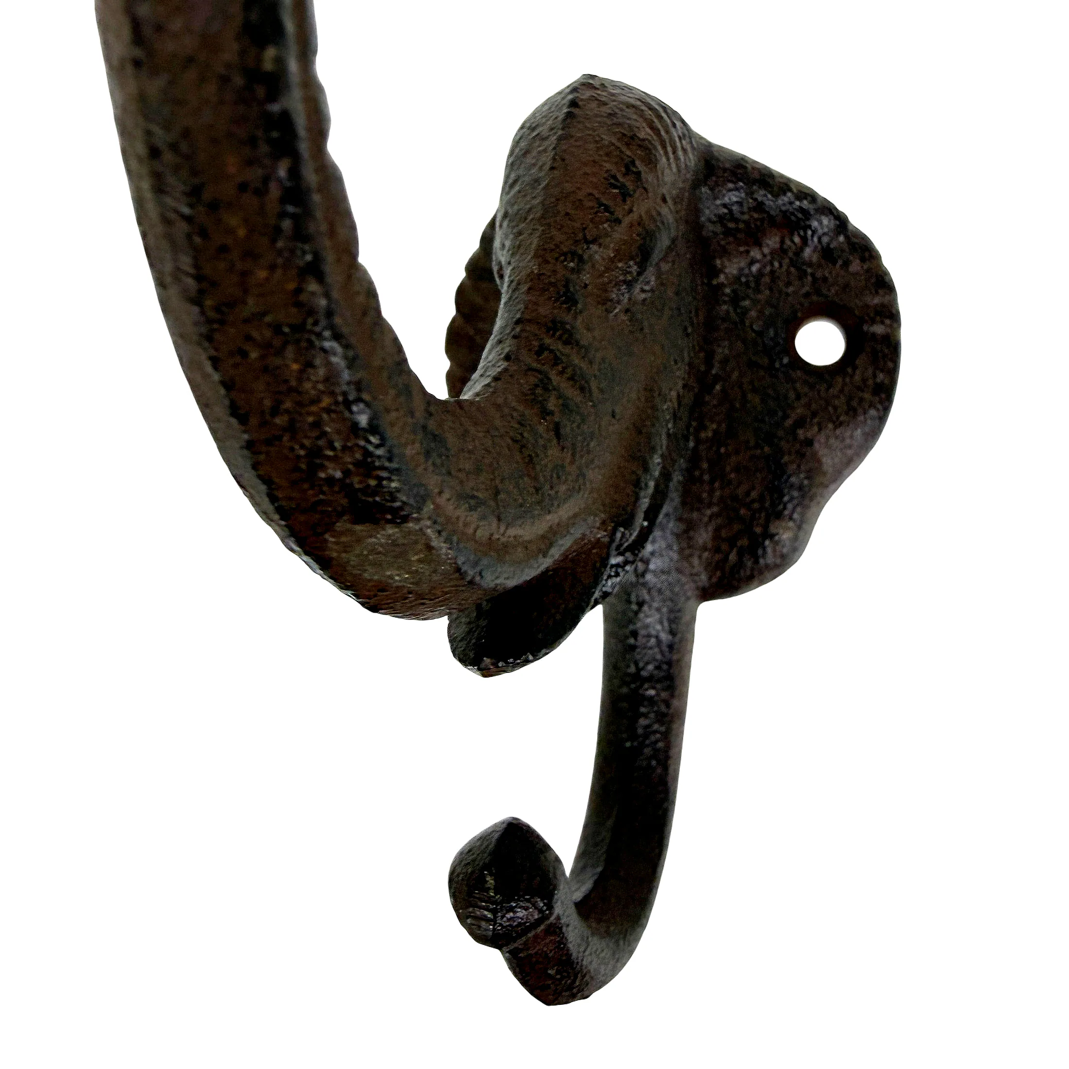 Alt View 8. Things2Die4 - Set of 4 Elephant Wall Hooks Rustic Cast Iron Brown 5 in Decorative - Brown.