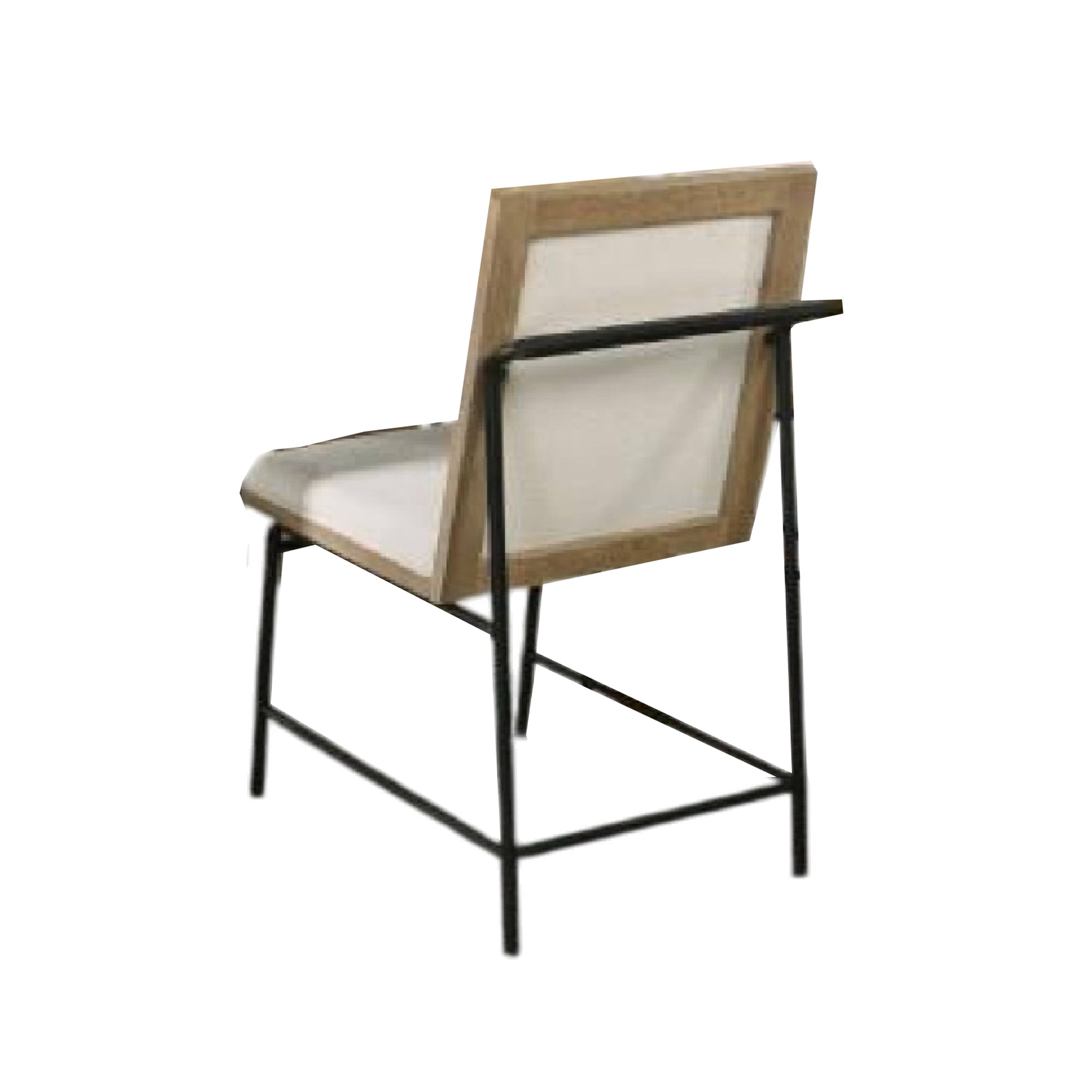 Alt View 1. Manhattan Lane - Edey Side Dining Chair Set of 2, Metal Legs, Oak Brown Rubberwood - Oak Brown, Beige, Black.