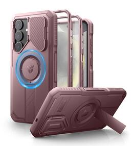 Dexnor - for Samsung Galaxy S25 Plus Case with Camera Cover & Adjustable Kickstand & Built-in Screen Protector - Peony Pink