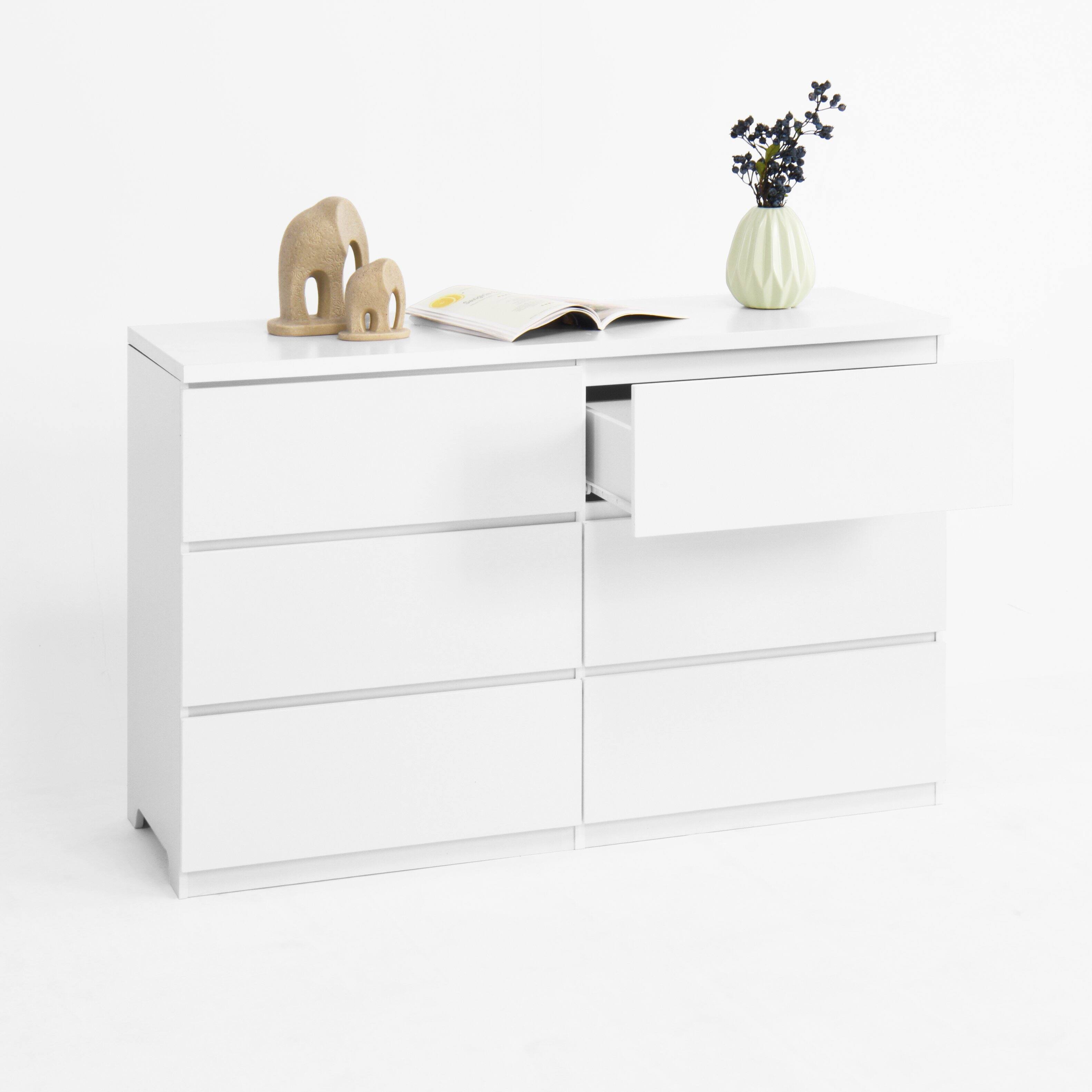 Alt View 3. Forest'nSky - White 6 drawer 47.2 in. Wide Chest of Drawers - White.