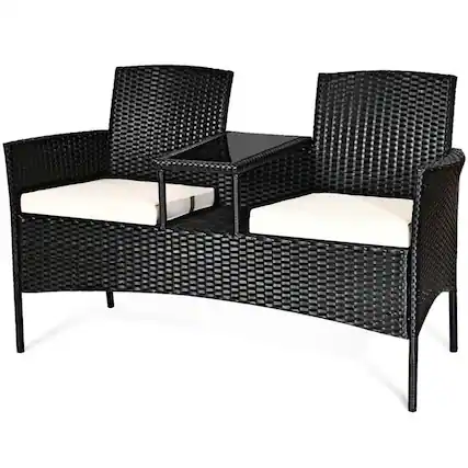 Front. Kadyn - 3 Pcs Patio Set Outdoor Wicker Furniture Sets Modern Rattan Chair Conversation Sets with Coffee Table Seat Cushions f... - Black.