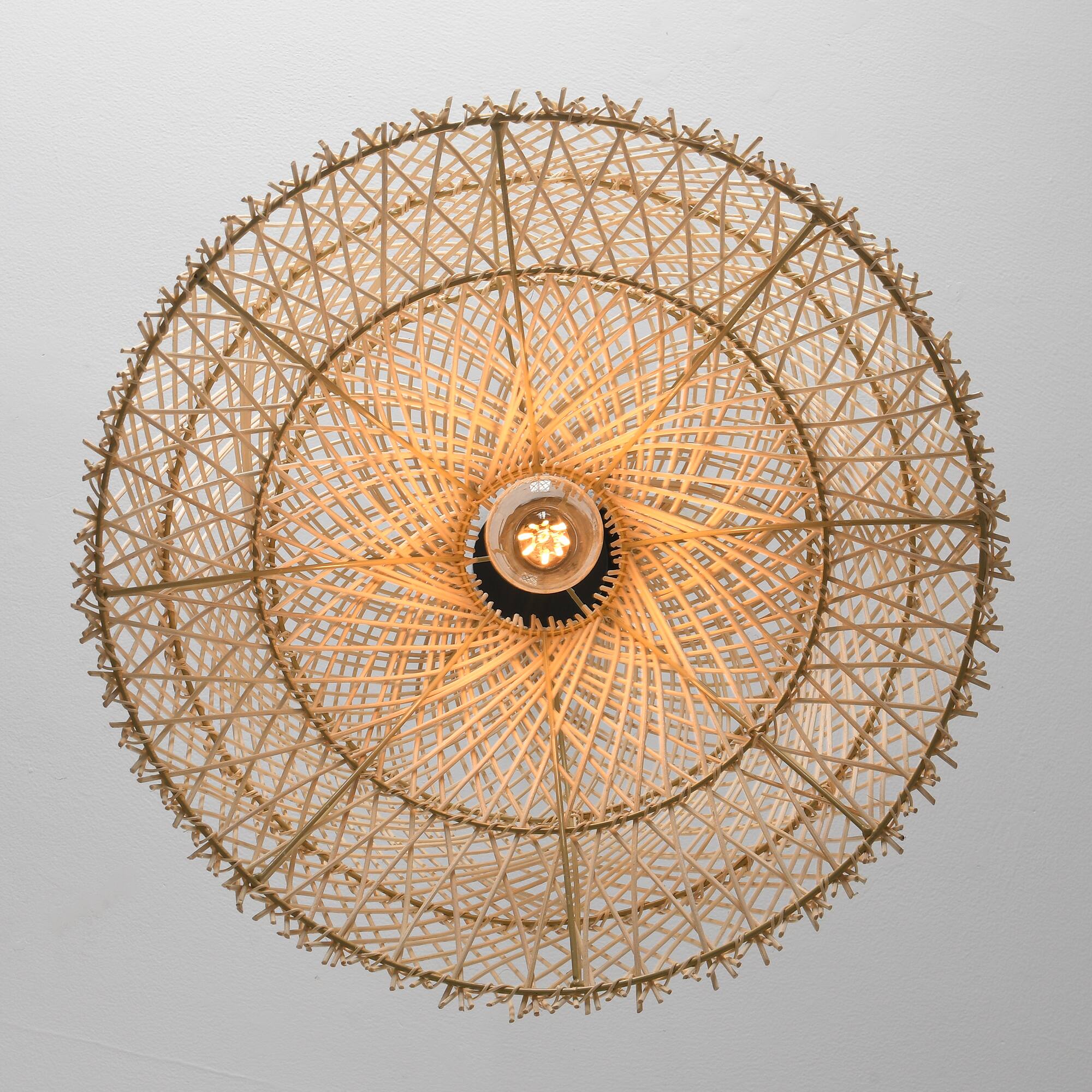Alt View 10. Parrot Uncle - 1-Light Coastal Retro Brown Rattan Hand-Woven Cloche Hanging Basket Pendant Light - Brown.