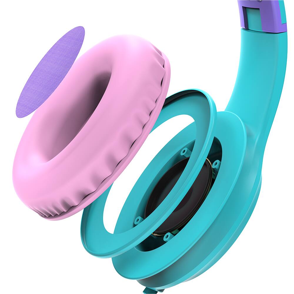 Alt View 5. FosPower - Kids Headphones Wired Microphone, Over Ear Headphones for Kids with Cord, Kids Headset with 3.5mm, Mint/Pink - Multicolored.