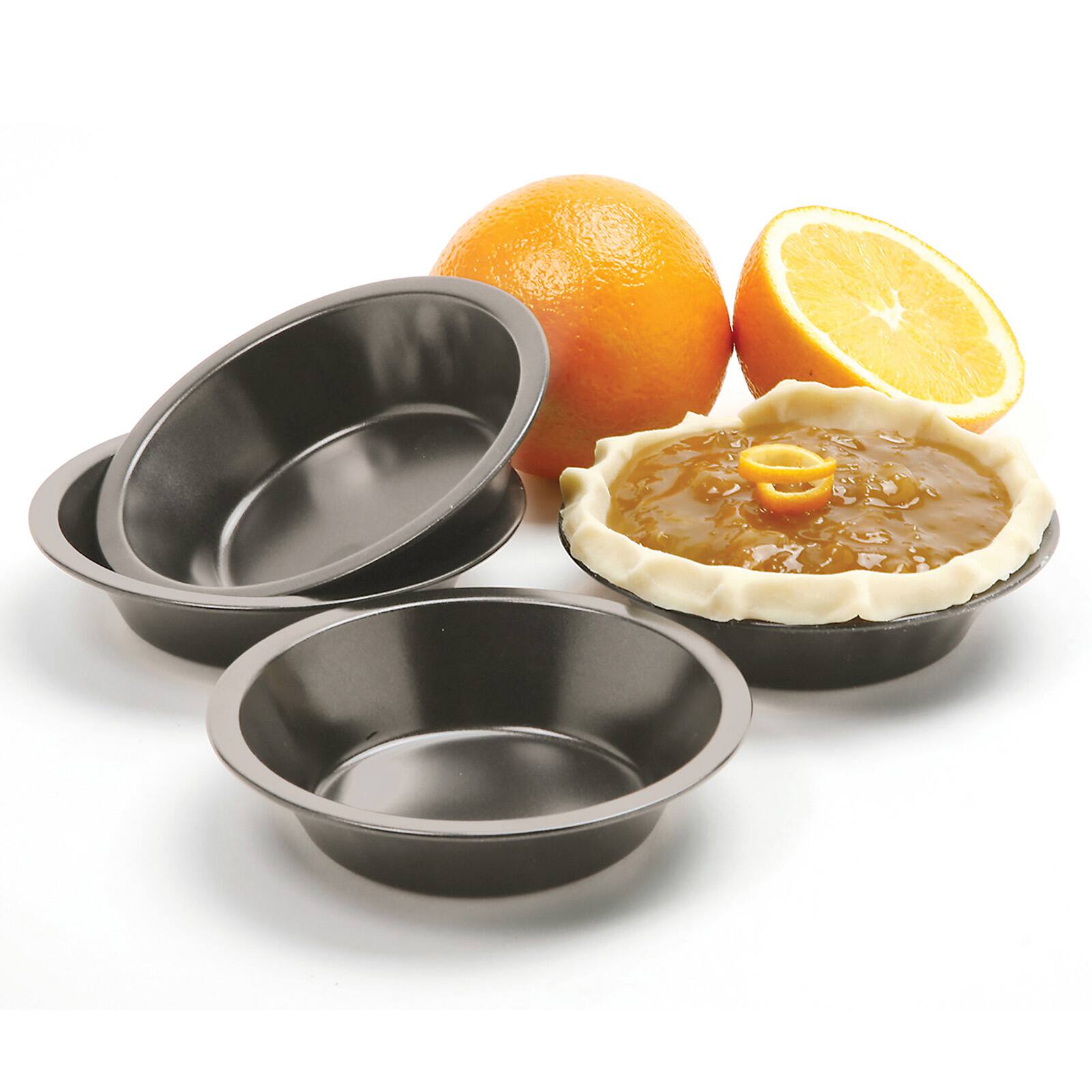 Alt View 1. Norpro - Nonstick Mini Pie Pans, Set of 4 – 5-Inch Round Baking Dishes, Silver - Black.