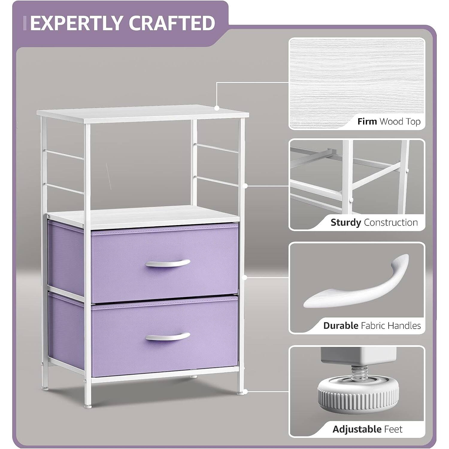EXPERTLY CRAFTED

- Firm Wood Top
- Sturdy Construction
- Durable Fabric Handles
- Adjustable Feet