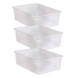 Teacher Created Resources - Large Plastic Storage Bin, Clear, Pack of 3