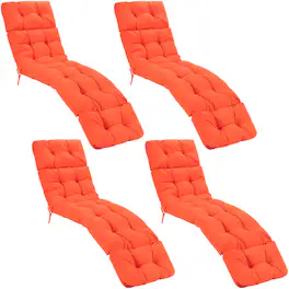Gymax - Set of 4 73'' Lounge Chaise Cushion Padded Recliner Cushion Red - Orange