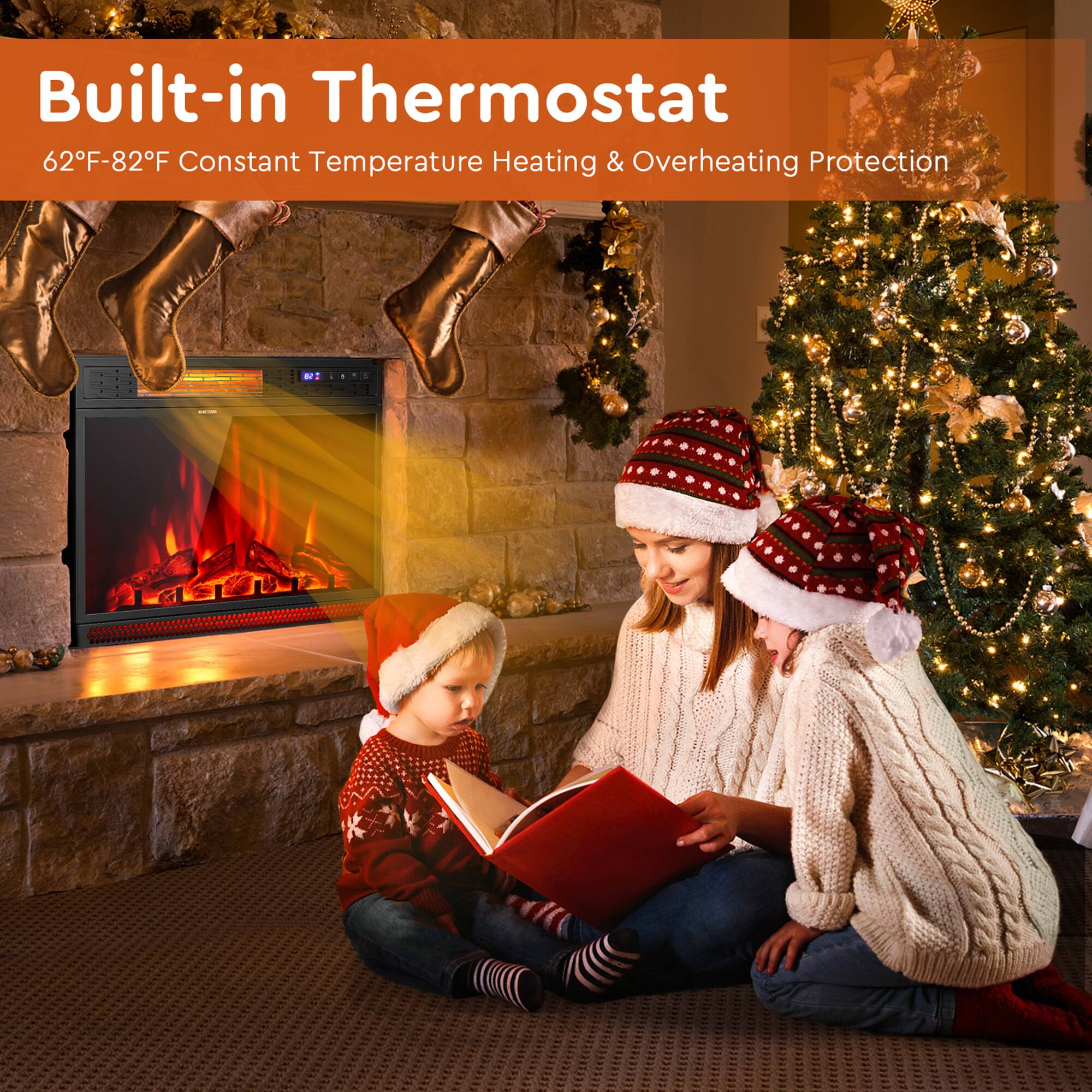 Built-in Thermostat  
62°F-82°F Constant Temperature Heating & Overheating Protection