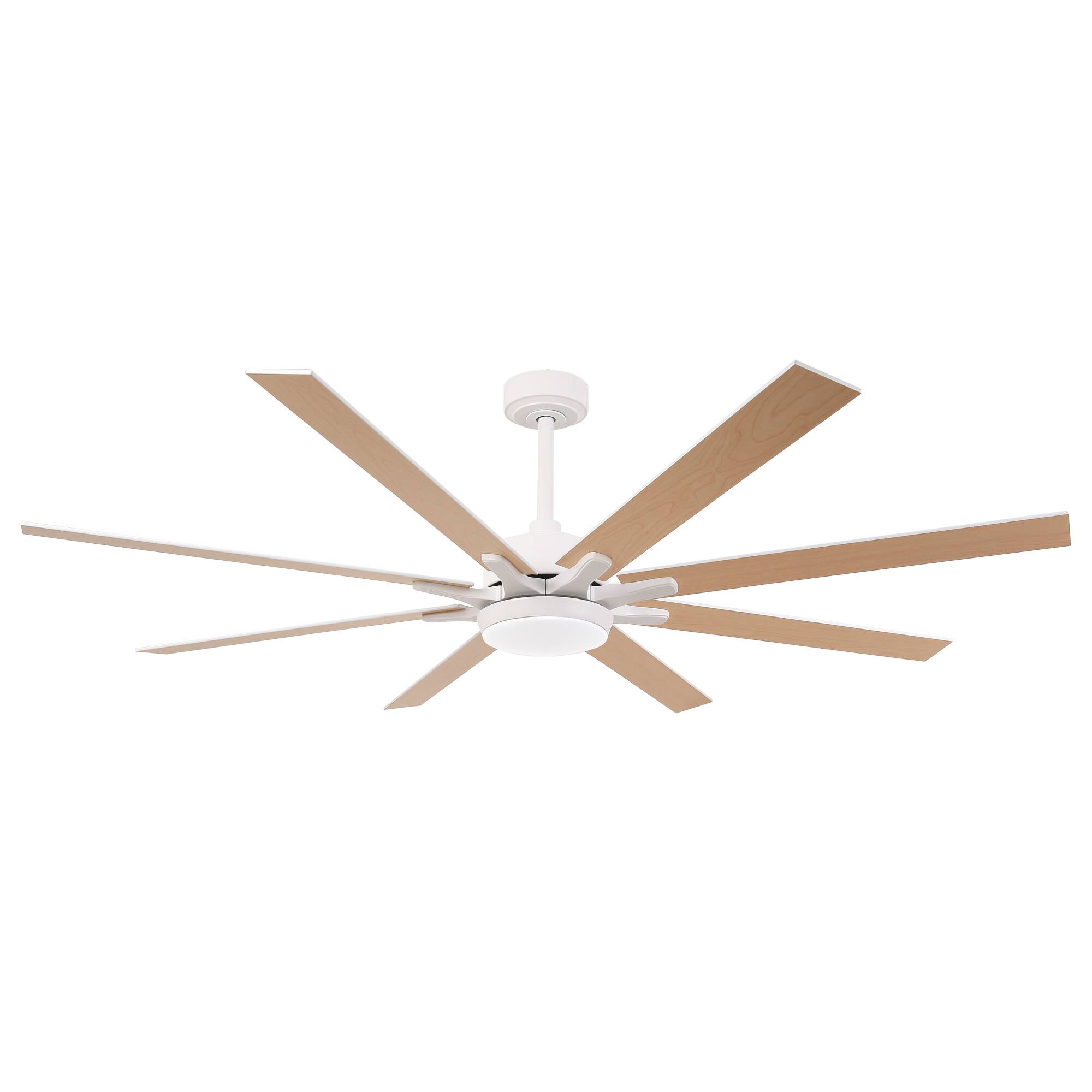 Alt View 1. Parrot Uncle - 65-Inch Modern Reversible Dimmable Large Ceiling Fan with Light and Remote - White.