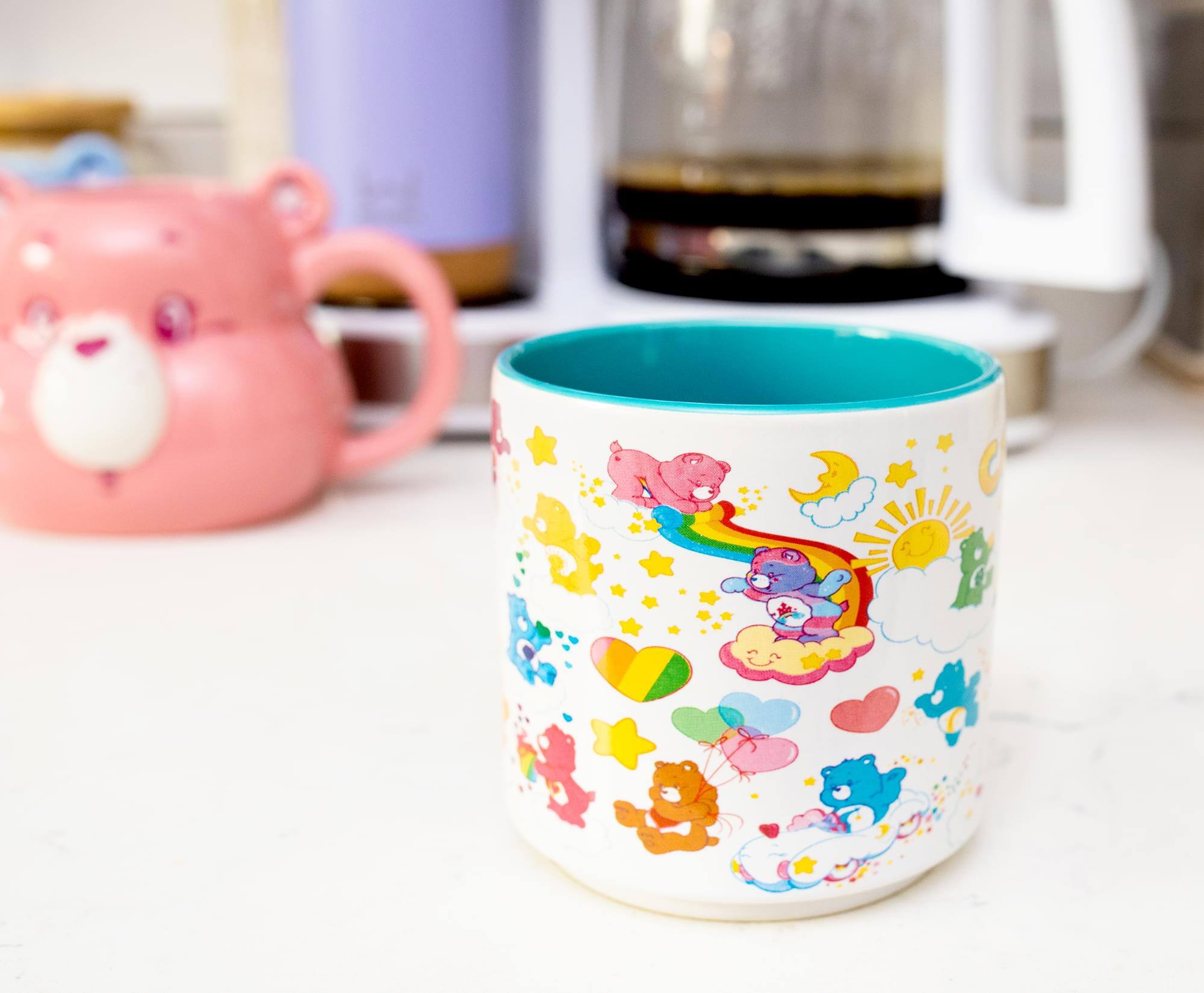 Alt View 3. Care Bears - Care Bears "Care-A-Lot"  Allover Icons Ceramic Coffee Mug | Holds 13 Ounces - Blue.