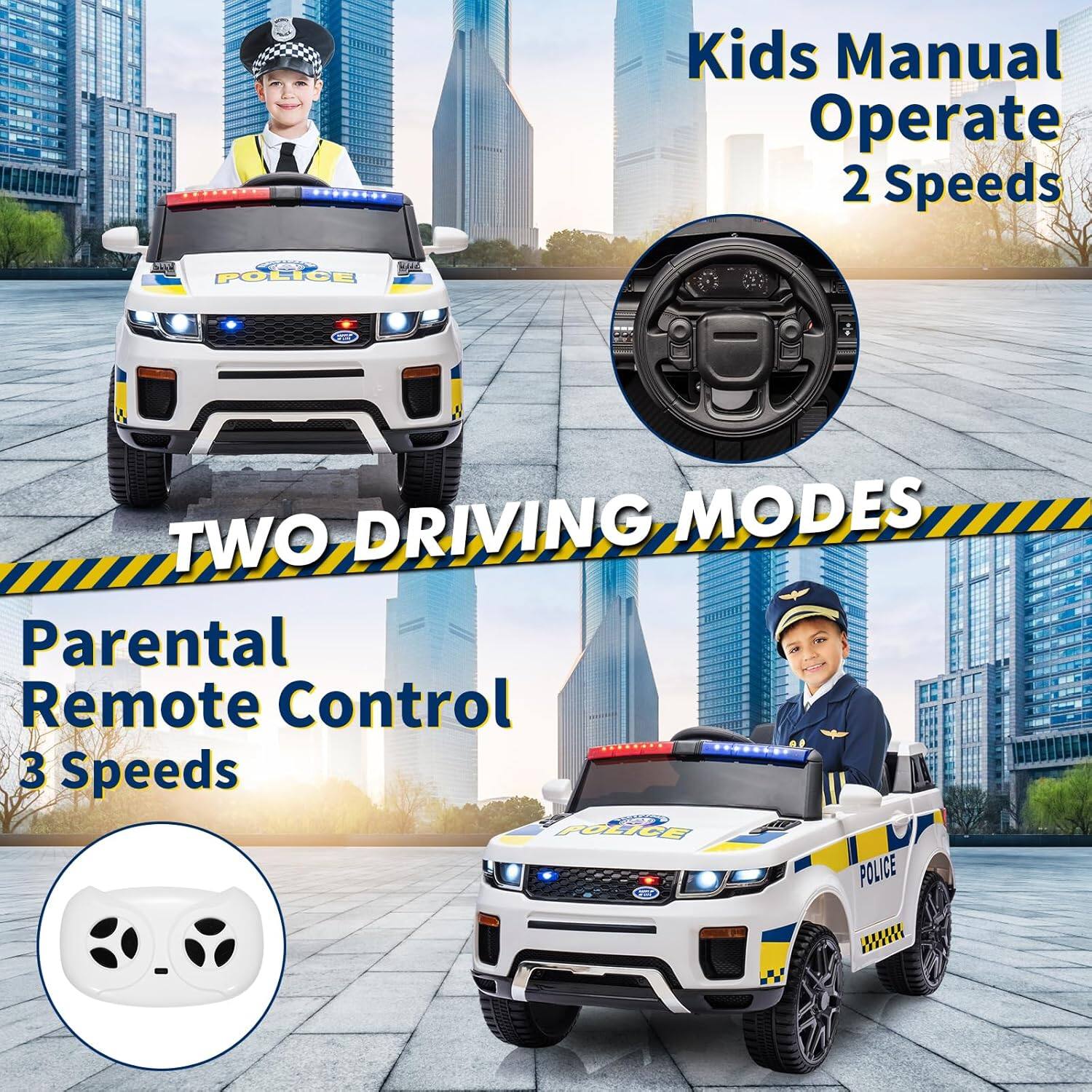 Kids Manual Operate 2 Speeds

TWO DRIVING MODES

Parental Remote Control 3 Speeds