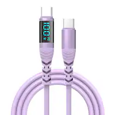 Front. Topteng - USB-C Cable with Digital Display - 100W Fast Charging, Real-Time Power Monitor for Laptop & Phone - Purple.
