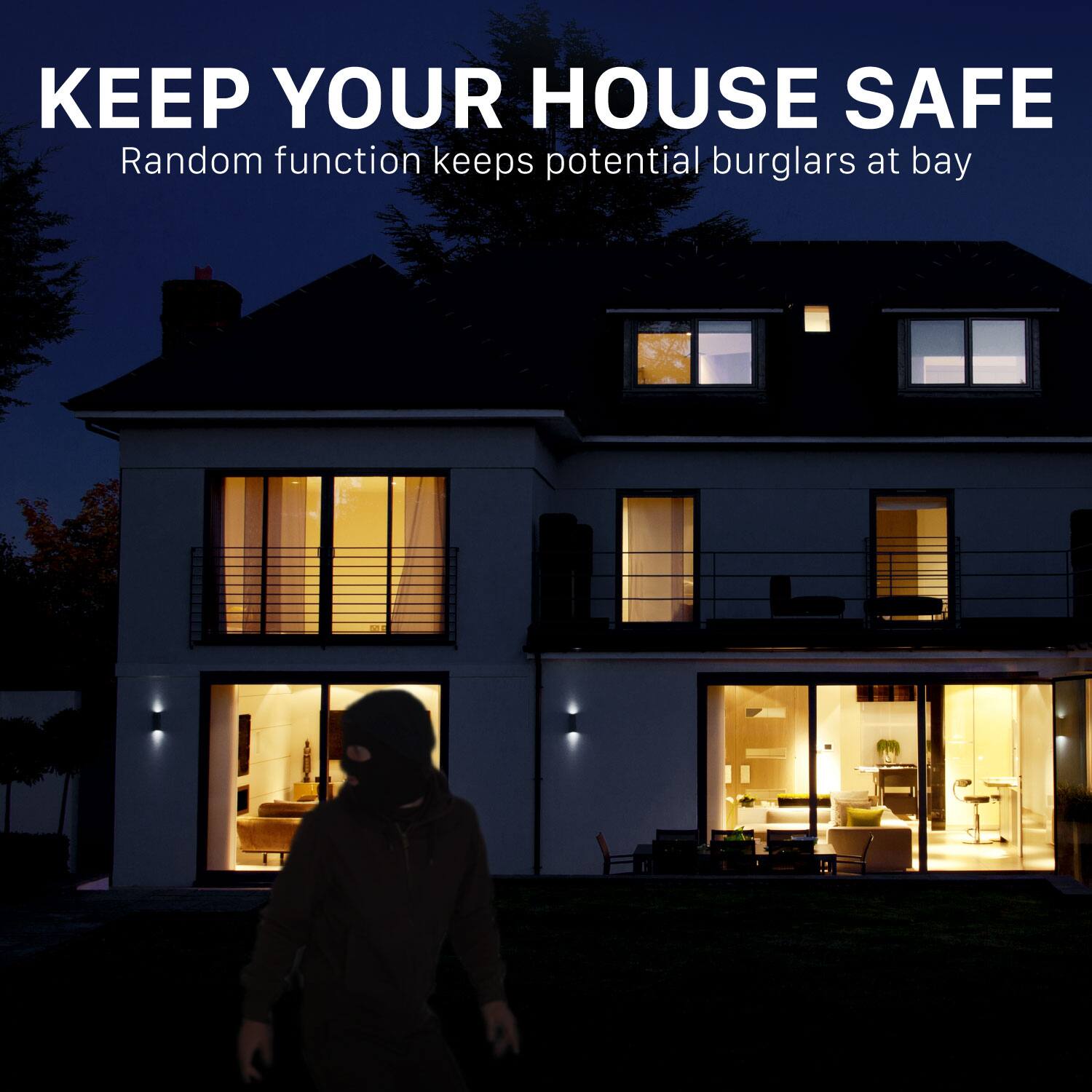 KEEP YOUR HOUSE SAFE
Random function keeps potential burglars at bay -