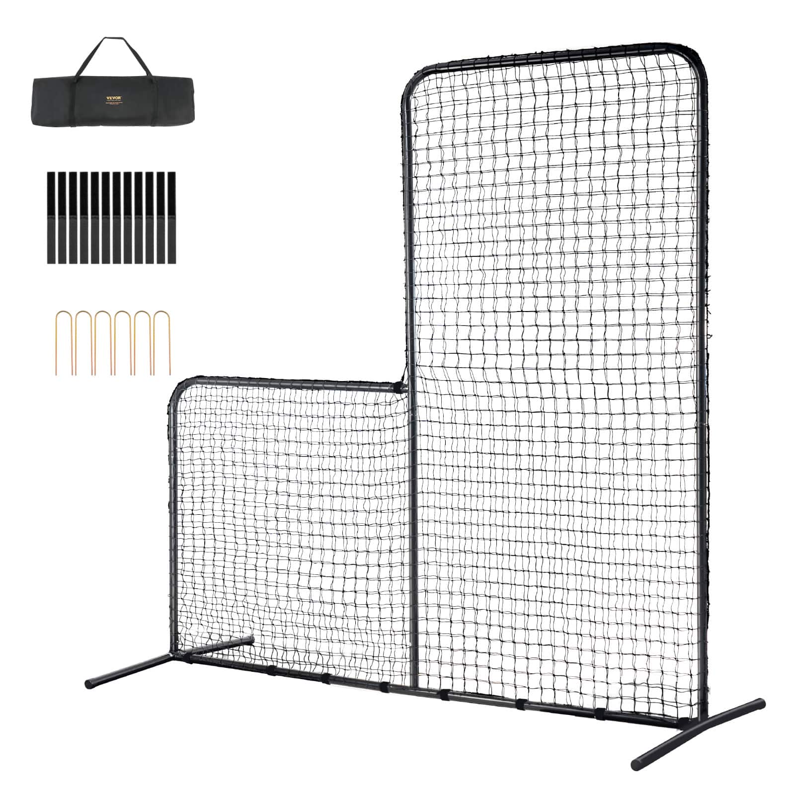 VEVOR - L Screen Baseball for Batting Cage, 7x7 ft Baseball Softball Safety Screen, Body Protector Portable Batting Screen - Black
