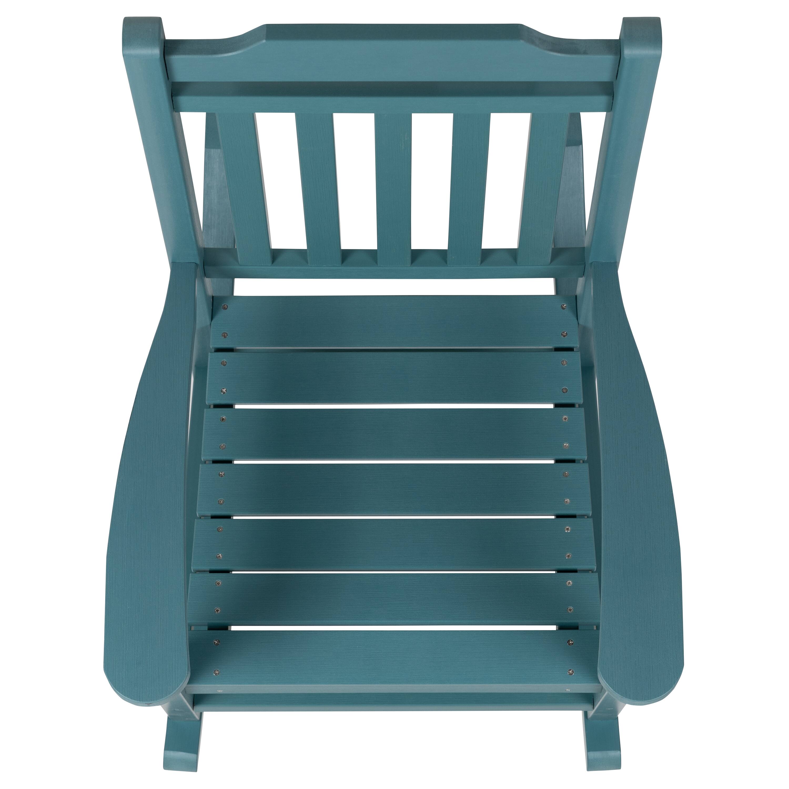 Alt View 8. Emma + Oliver - All-Weather Poly Resin Wood Rocking Chair - Patio and Backyard Furniture - Teal.