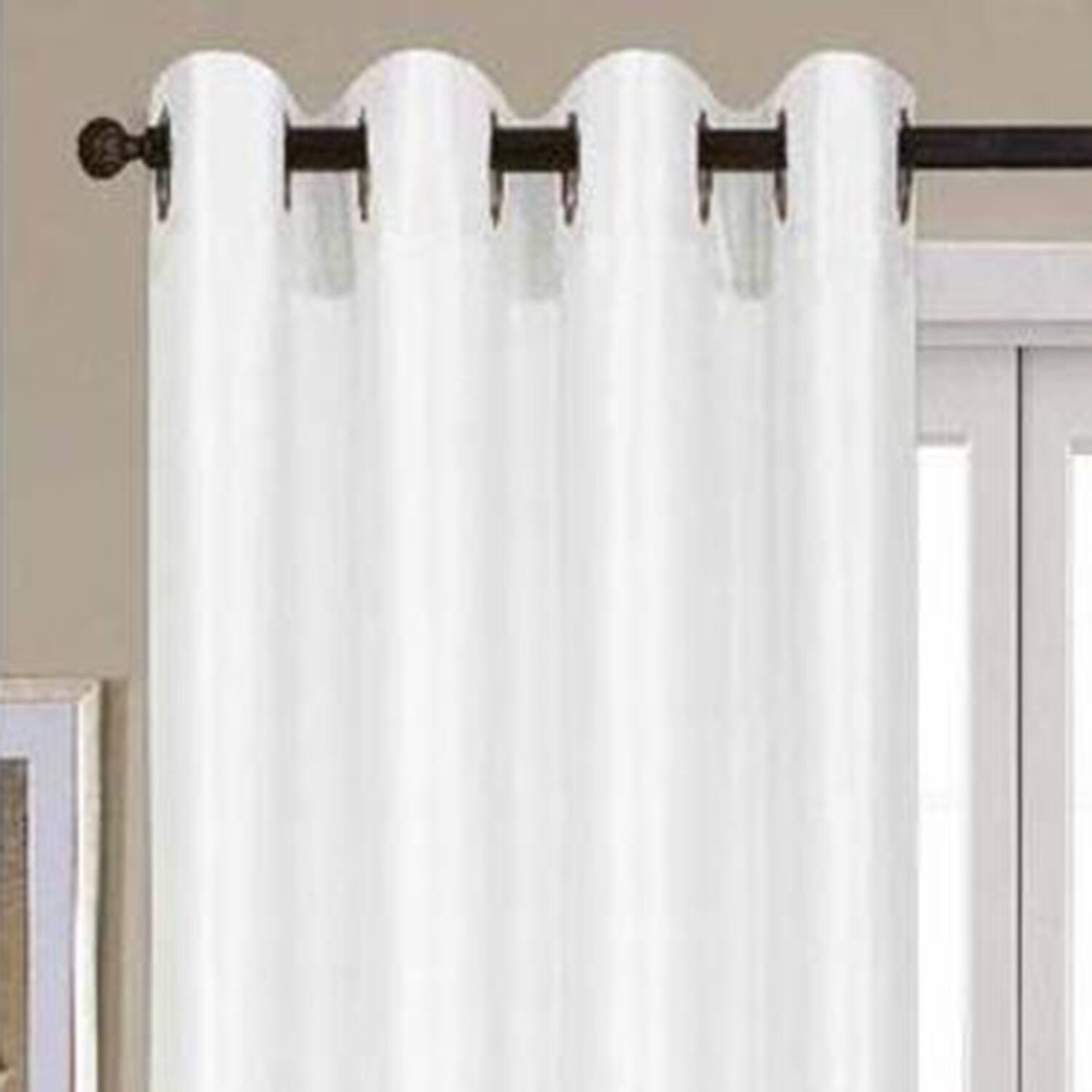 Angle. RT Designers Collection - RT Designer Collection Nancy Faux Silk Grommet Top Curtain Panel 54' x 84" White - White.