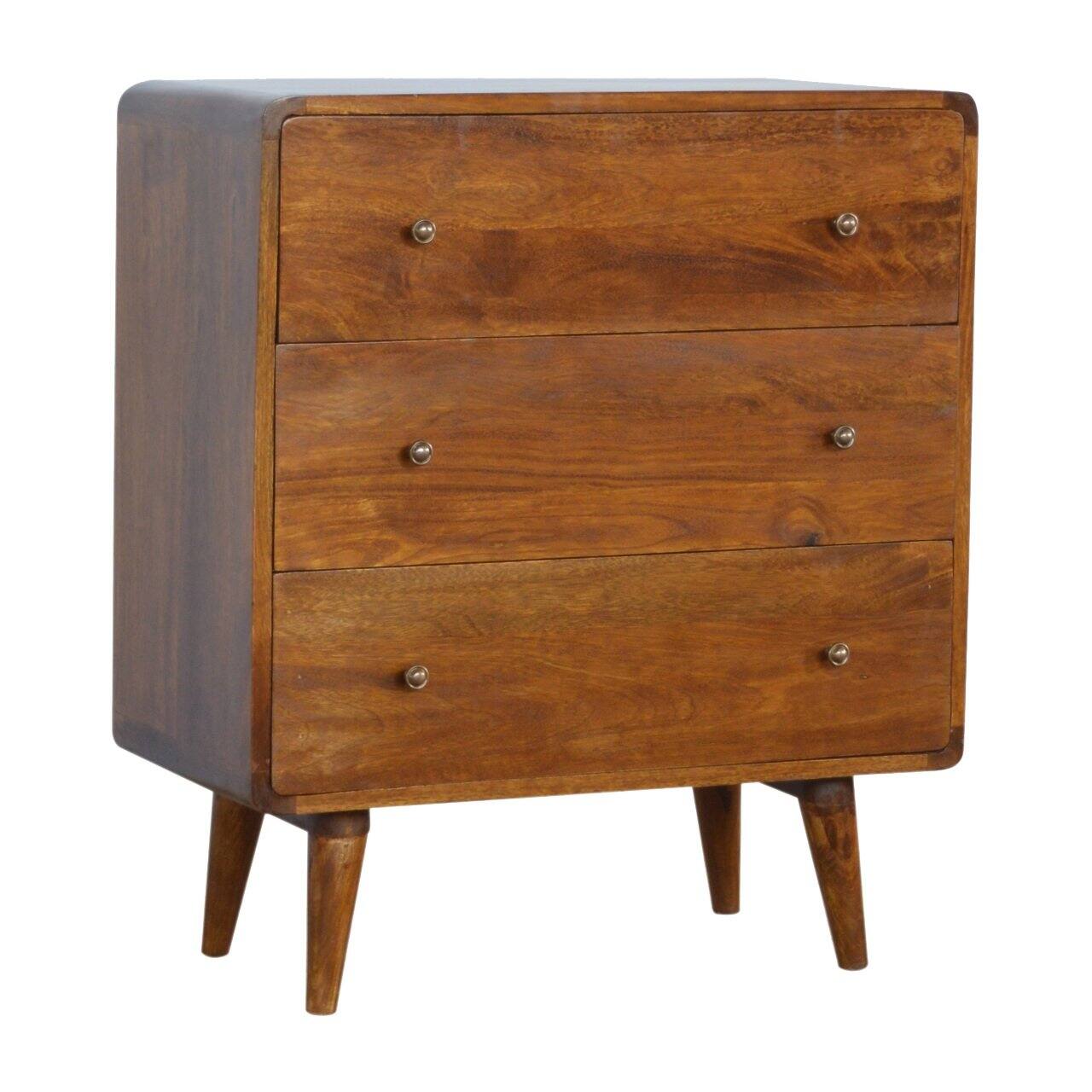 Angle. Artisan Furniture - Artisan Furniture Solid Wood Curved Chestnut Chest - Brown.