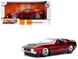 Jada - 1973 Ford Mustang Mach 1 Hood and Black Stripes "Bigtime Muscle" Series 1/24 - Red Metallic with Matt Black
