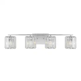 Jonathan Y - Coco Prism Vintage 29.75" 4-Light Metal/Glass Classic Glam LED Vanity Light - Chrome