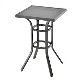 Costway - 24" Patio Bar Height Table with Aluminum Tabletop&Adjustable Footpads Balcony - Black
