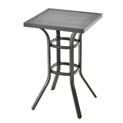 Front. Costway - Costway 24" Patio Bar Height Table with Aluminum Tabletop&Adjustable Footpads Balcony - Black.