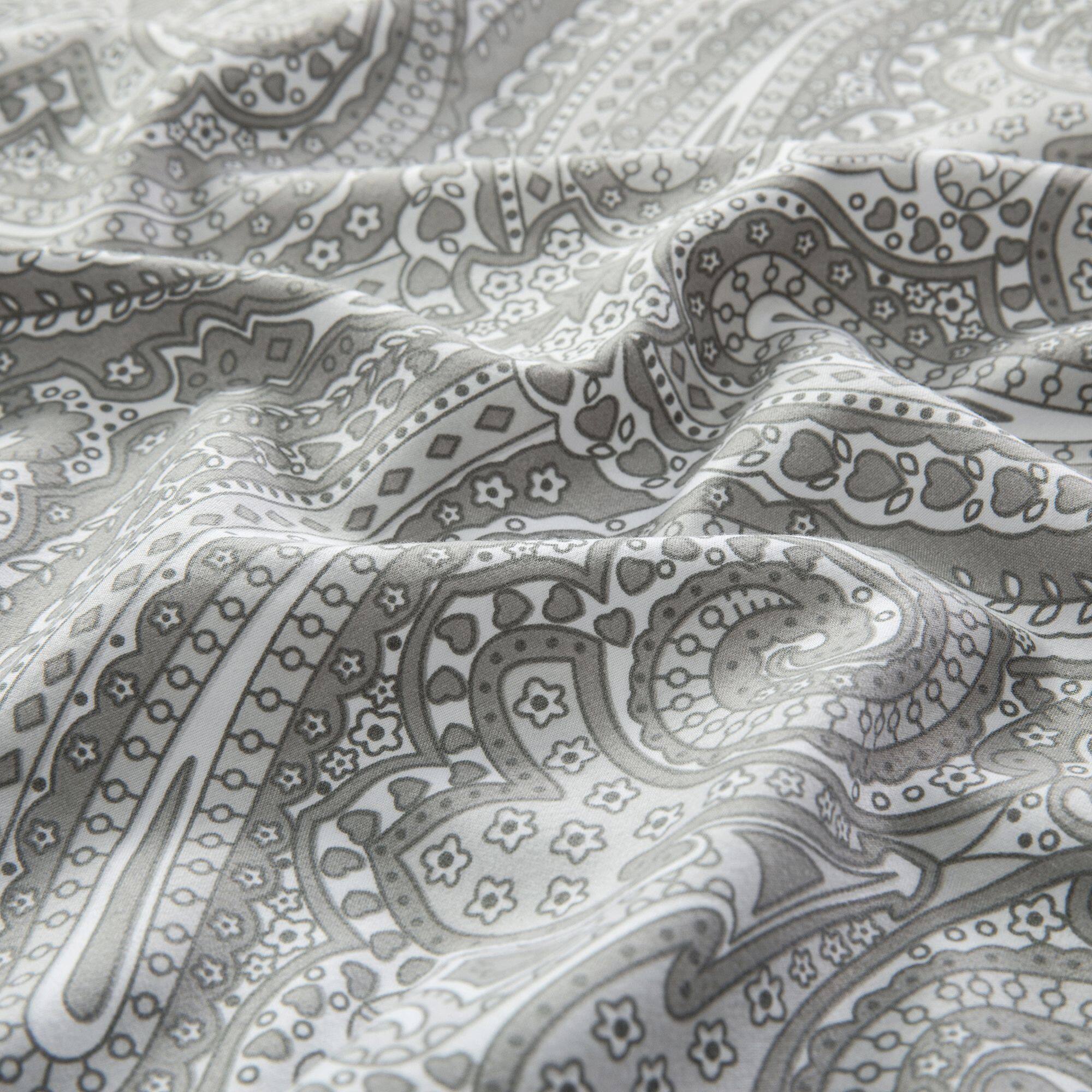 Back. Sweet Home Collection - Paisley 4 Piece Printed Sheet Set, Double Brushed Microfiber, California King - Gray.
