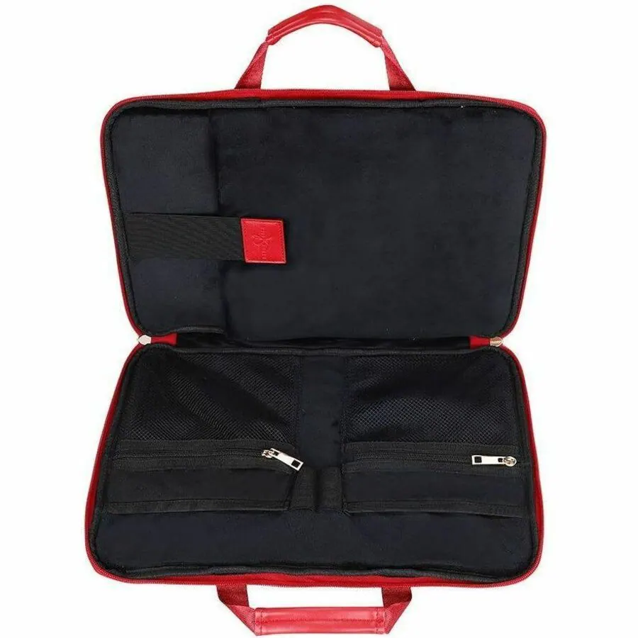 Alt View 4. ECO STYLE - Sandy Lisa Capri Carrying Case (Sleeve) for 14" Notebook - Red - Scratch Resistant - Chevron Printed - Handle - 10.4" - Red.