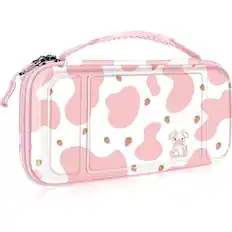 Front. Kitcheniva - Travel Carry Case For Nintendo Switch OLED 2021 And Switch 2017 Strawberry Cow - Strawberry Cow.