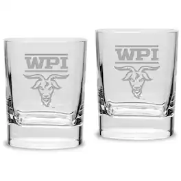 Jardine - Worcester Polytechnic Institute Engineers 11.75oz. Square Double Old Fashioned Glass Set - Multicolor