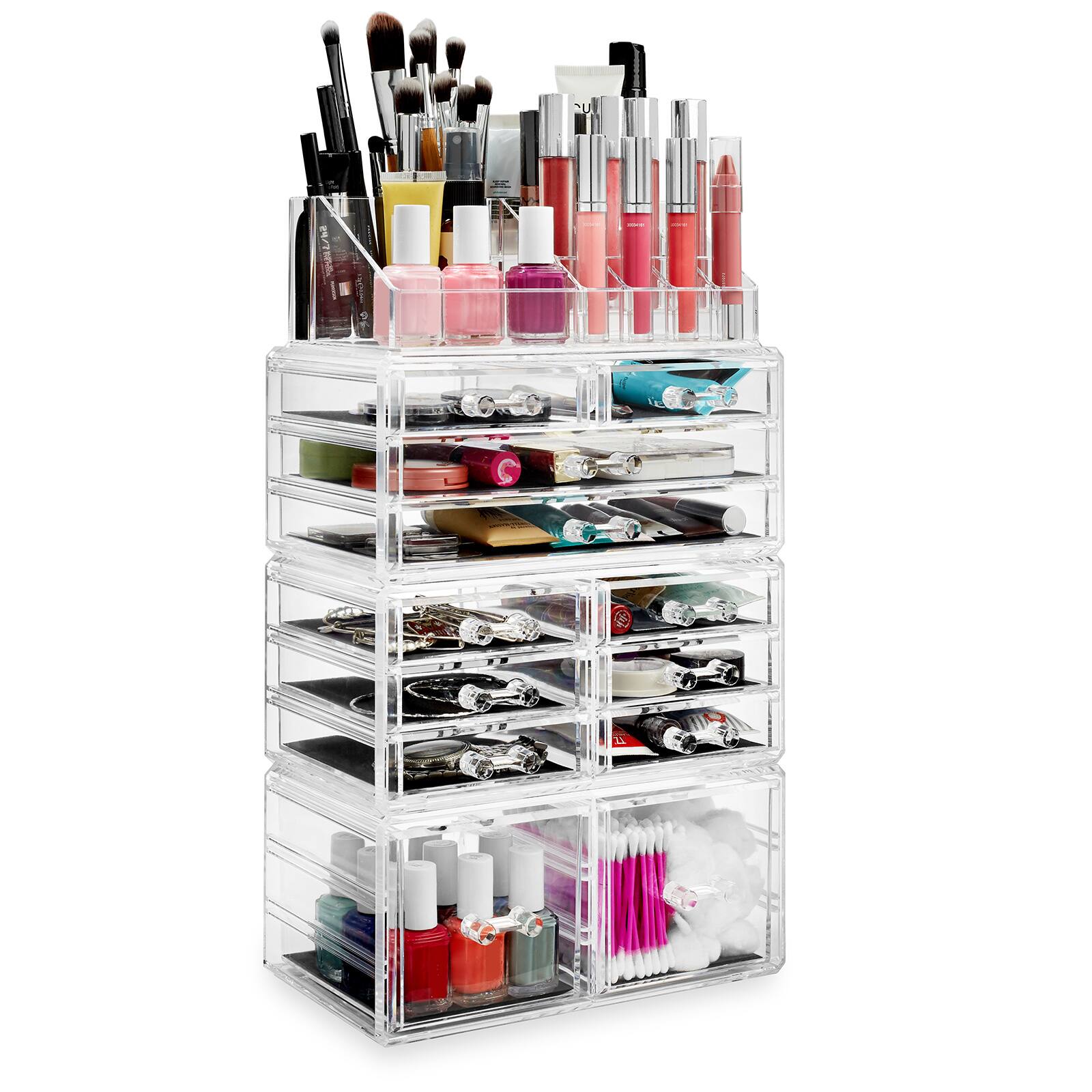 Alt View 2. Casafield - Acrylic Makeup Cosmetic Organizer and Jewelry Storage Set - Large - Clear.