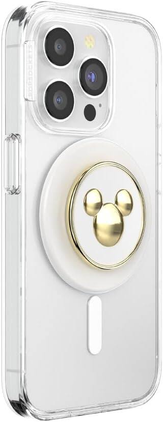 Angle. PopSockets - PopSockets Disney Magnetic Cell Phone Grip with MagSafe Adapter Ring - Enamel Mickey Mouse - Enamel Mickey Mouse.