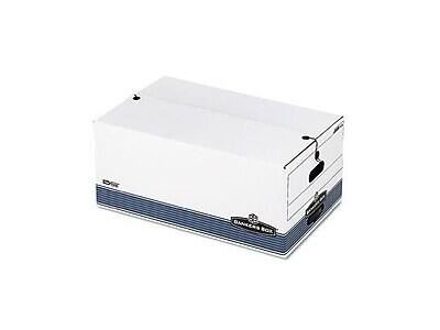Alt View 2. Bankers Box - Bankers Box Stor/File Medium-Duty FastFold File Storage Boxes, String & Button, Legal Size, White/Blue, 4/Carton - White and Blue.
