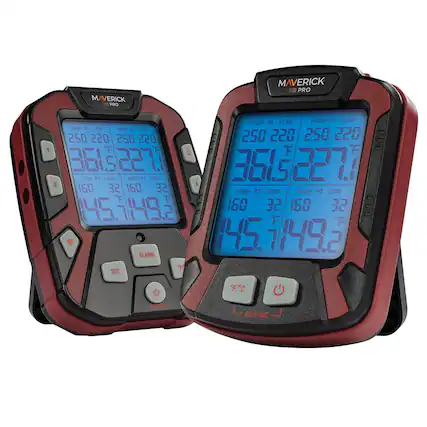 MAVERICK XR PRO
HIGH P1 LOW
250 220
361.5°F
227.1°F
HIGH P2 LOW
250 220
HIGH P3 LOW
160 32
145.7°F
HIGH P4 LOW
160 32
149.2°F
ALARM "F SET
HIGH P1 LOW
250 220
361.5°F
227.1°F
HIGH P2 LOW
250 220
HIGH P3 LOW
160 32
145.7°F
HIGH P4 LOW
160 32
149.2°F
°F/°C
RESYNC