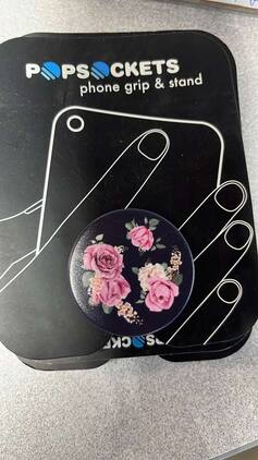 PopSockets - Phone Grip Holder Stand - Navy With Pink Flowers