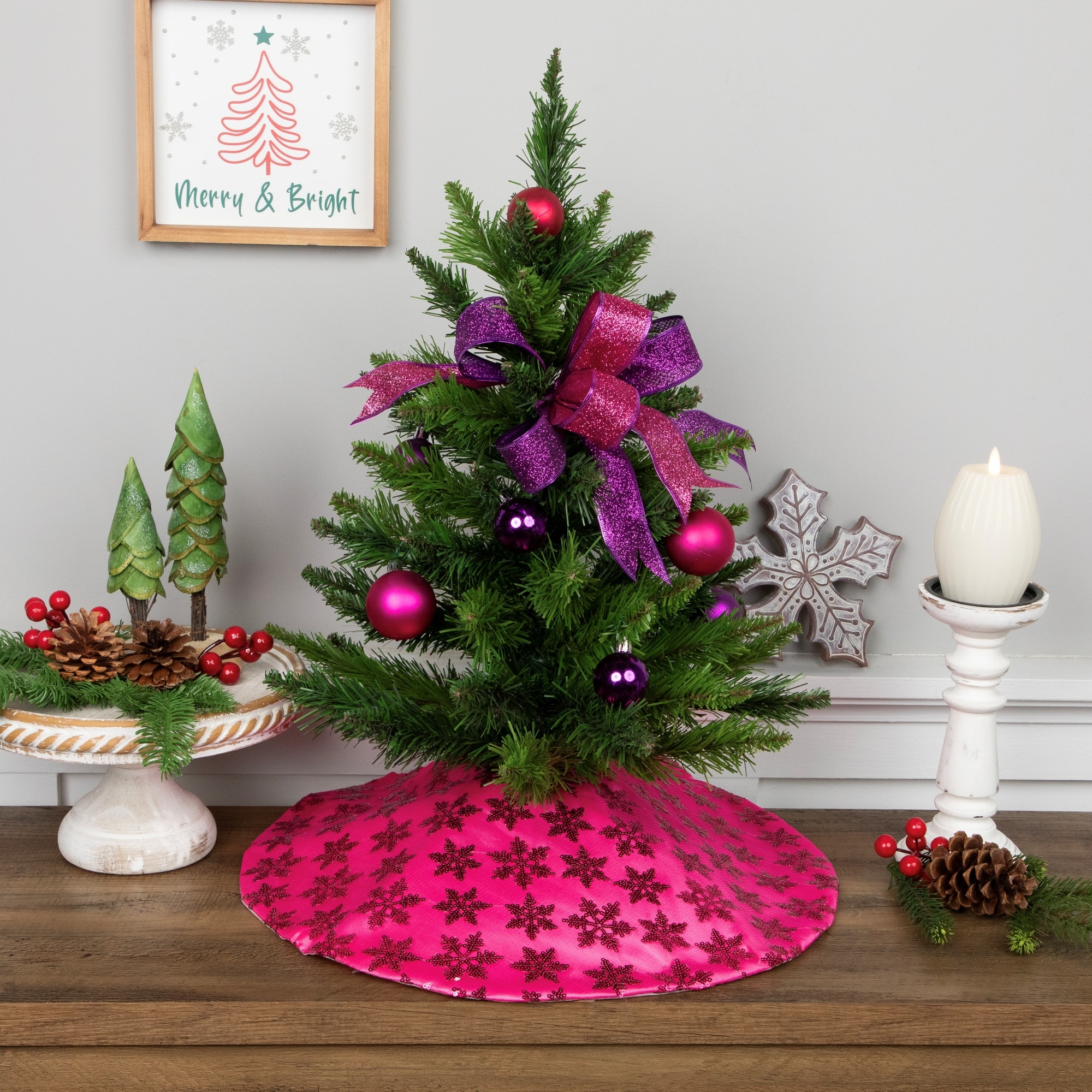 Northlight – Sequin Snowflake Mini Christmas Tree Skirt – 20″ – Pink Northlight – Sequin Snowflake Mini Christmas Tree Skirt – 20″ – Pink