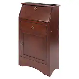 FurniFact - Secretary Desk – Classic Roll Top Hidden Desk with Storage - Walnut